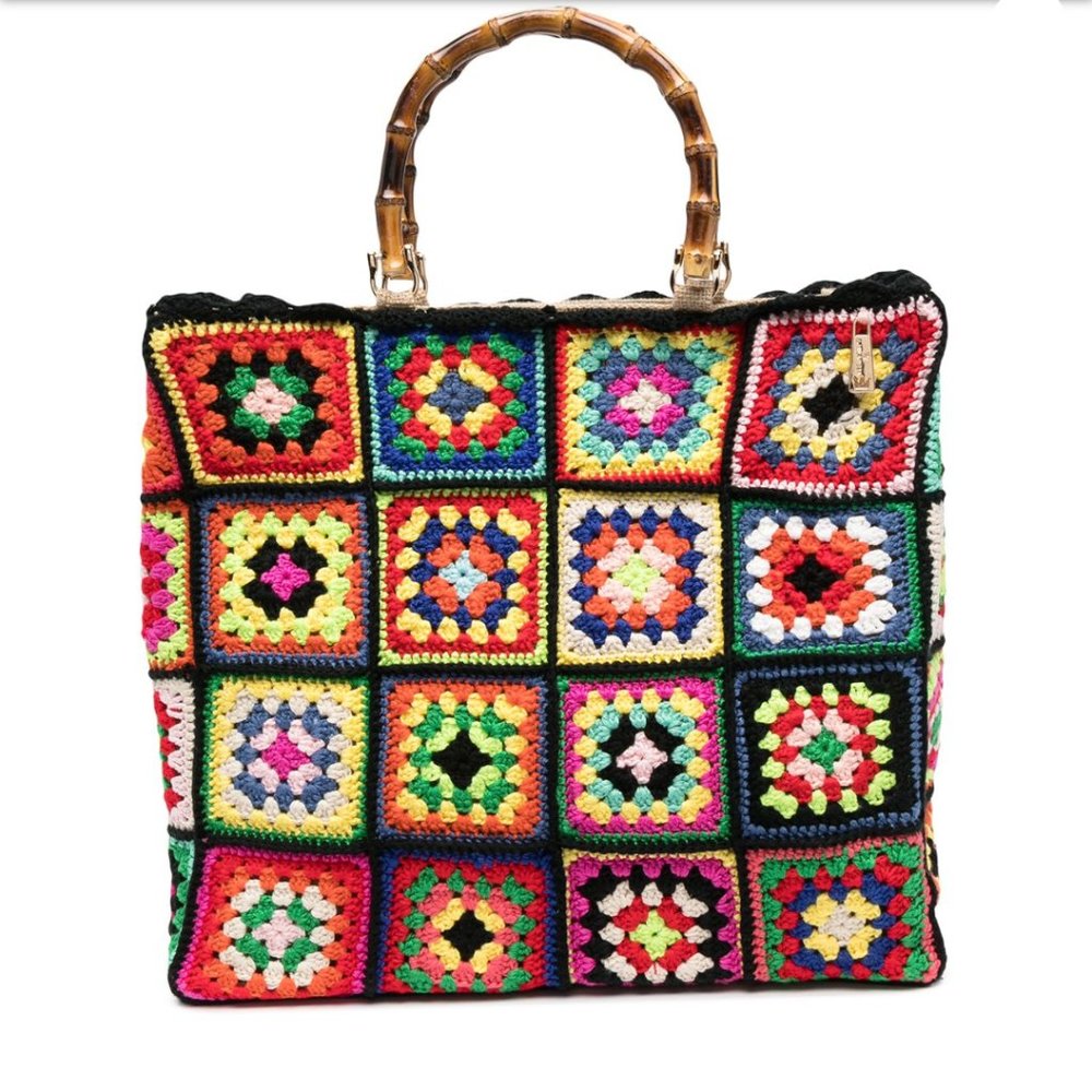 Crochet Tote Bamboo Handle